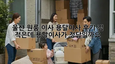 울산 원룸 이사, 용달이사 후기: 짐 적은데 용달이사가 정답일까요?